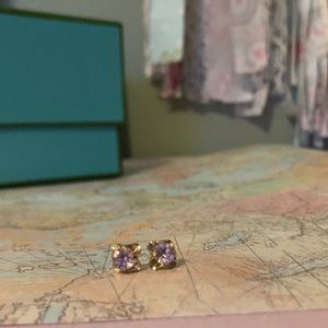Vintage pink cubic zirconia earrings set in 14k